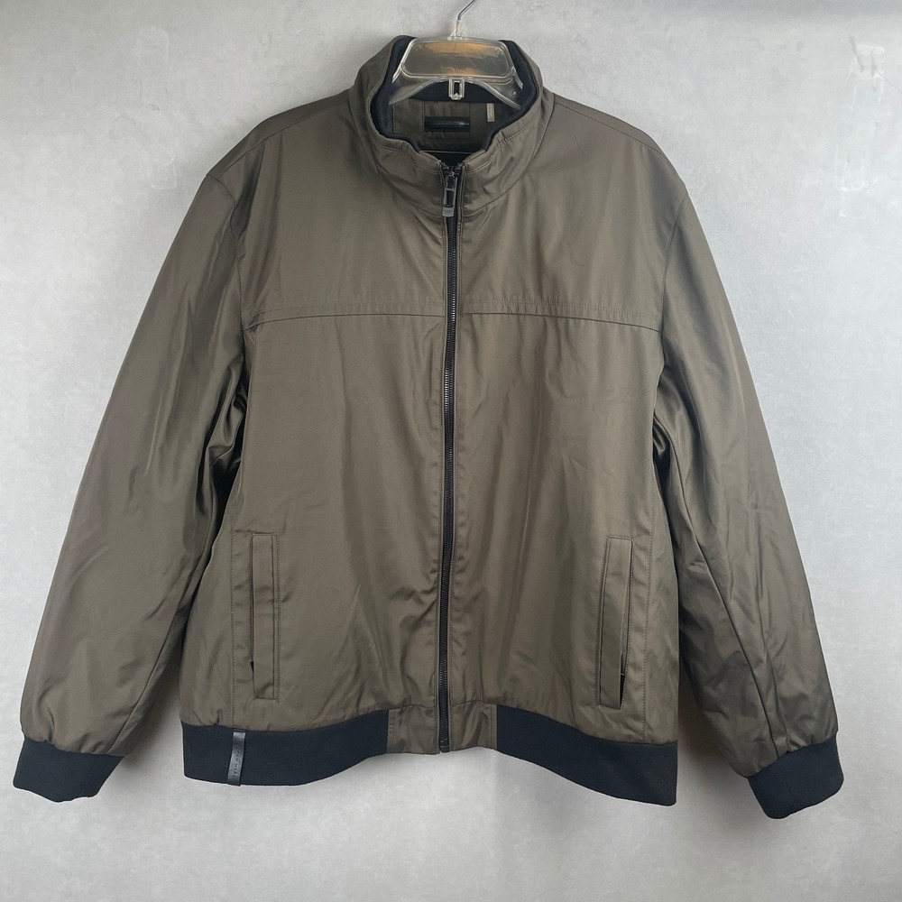 Andrew Marc Men XL Olive Green Full Zip Quilted Lined Military Hip Bomber Jacket